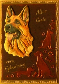 Selbstgestaltete Karte für einen Hundefreund zum Geburtstag - Handarbeit kaufen