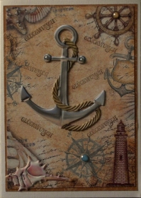 Selbstgestaltete maritime Glückwunschkarte,im Vintage-Stil, für viele Gelegenheiten  - Handarbeit kaufen