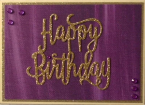 Selbstgestaltete Glückwunschkarte zum Geburtstag in lila und gold  - Handarbeit kaufen