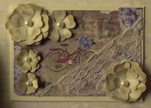 Selbstgestaltete Karte im Shabby-Chic Style, mit Fahrrad - Handarbeit kaufen