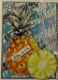 Selbstgestaltete Karte mt Ananas, für diverse Gelegenheiten zu nutzen. - Handarbeit kaufen