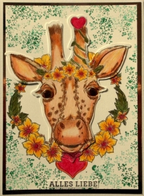 Niedliche, selbstgestaltete Grußkarte mit Giraffenkopf