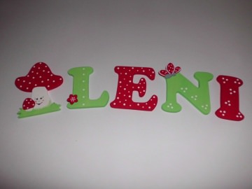 Holzbuchstaben in rot / grün ♥ Beispiel: LENI