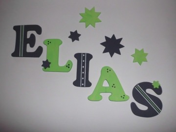 Holzbuchstaben in dunklem grau / grün ♥ Beispiel: ELIAS