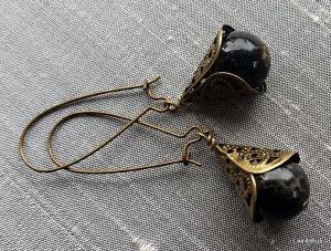 Romantic vintage bronze + fire Agathes earrings