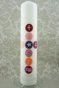 Taufkerze modernes Kreuz für Mädchen