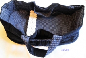 Puppentragetasche dunkelblau aus Cord für Puppen von einer Größe bis 45 cm