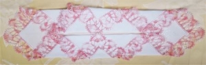 Einstecktuch, Ziertaschentuch handumhäkelt mit rosa weiß melierter Spitze, reserviert für O.W.  