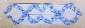Einstecktuch, Ziertaschentuch handumhäkelt mit hellblau weiß melierter Spitze reserviert für O.W. 
