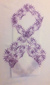 Einstecktuch, Ziertaschentuch handumhäkelt mit lila weißer melierter Spitze  - Handarbeit kaufen