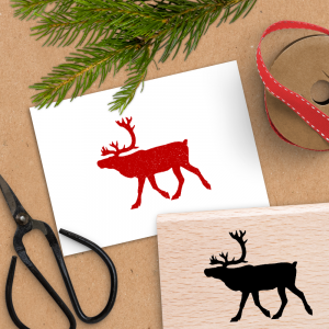 Holzstempel für Weihnachten - Rentier Silhouette - 4x6 cm