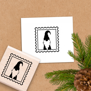 Holzstempel für Weihnachten -  Briefmarke Wichtel - Weihnachtspost - 4x4 cm