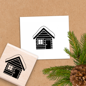 Holzstempel für Weihnachten - Haus - 4x4 cm