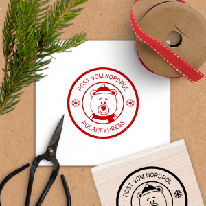 Holzstempel für Weihnachten - Siegel Post vom Nordpol - 5x5 cm