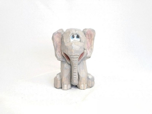 Elefant, hand geschnitzt und bemalt aus Lindenholz - Handarbeit kaufen