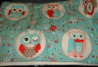 Handmade  Babydecke Kuscheldecke Eulen Owls Kinderwagendecke Baumwolle  Öko XL