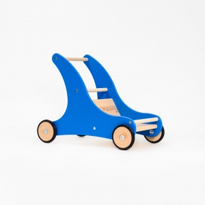 Lauflernwagen Sharky Blau aus Holz mit Bremssystem - Handarbeit kaufen