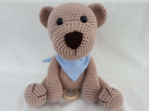 Spieluhr Teddybär mit Schurwollfüllung, handgemacht aus hochwertiger Bio-Baumwolle