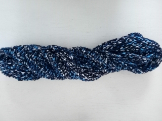Handgestrickter warmer Schlauchschal, blau meliert, 86 cm Umfang 45 cm lang