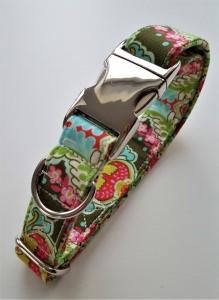Handgemachtes Hundehalsband Oriental Bloss mit Alu Steckschnalle   