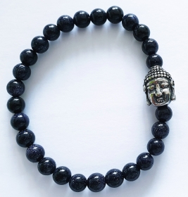 Sehr schönes Armband Blaufluss mit Buddha-Perle aus Edelstahl - Unisex