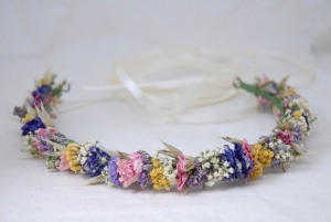 Haarkranz 'Blumenwiese' aus echten, getrockneten Blumen
