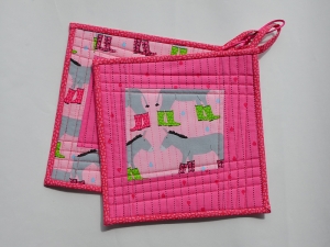 Topflappen pink ☆ Jack and Jenny ☆ Eselchen mit Gummistiefeln ☆ - Handarbeit kaufen