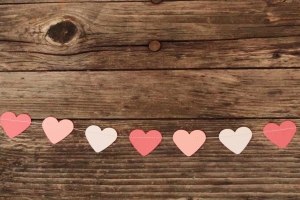genähte Herz-Girlande aus Papier - weiß&rosa von Nanuschka