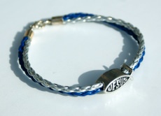 Armband Ichthys mit Jesus-Inschrift blau-silber Fisch christlich versilbert