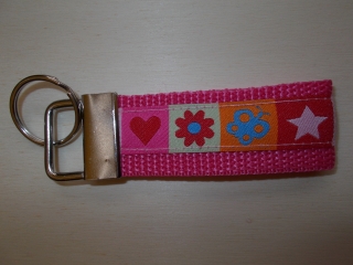 Schlüsselband Herz-Blume-Stern, rosa 