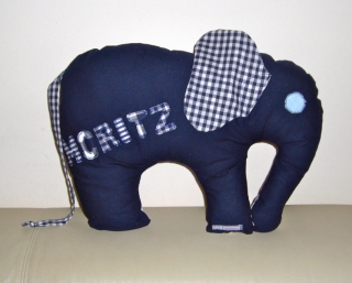 handgefertigtes Elefanten-Kissen mit Namen zur Geburt oder Taufe - Handarbeit kaufen