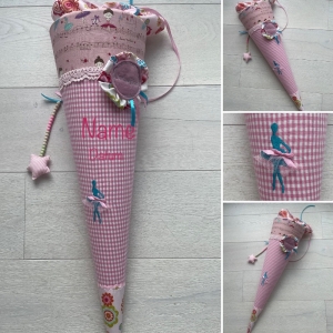 Handgefertigte Schultüte mit Ballerina und Namen ★ Einzelstück  - Handarbeit kaufen