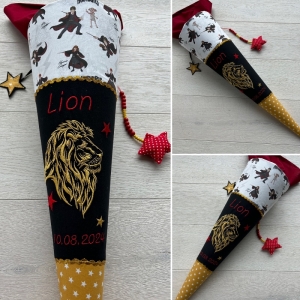 handgefertigte Harry Potter Schultüte mit Löwen und Namen, Einzelstück - Handarbeit kaufen