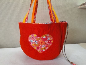 Strandtasche, Korb, Shoppingbag in Orange mit Herz