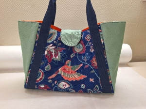 Big Strandtasche, Korb, Shoppingbag in blau/bunt und salbei - Handarbeit kaufen