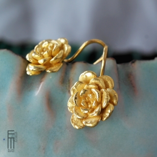 SEDI- schöne Ohrringe aus Silber - vergoldet, Ohrringe in Form einer echten Pflanze - mittelgroß und romatische, ideal als Geschenk