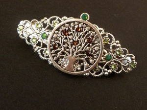 Haarspange mit Baum Ornament in grün silber Irland Haarschmuck Geschenkidee Frau - Handarbeit kaufen