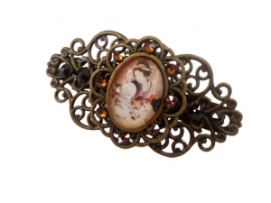 Kleine Haarspange mit Geisha Motiv braun bronzefarben Geschenkidee Frau - Handarbeit kaufen