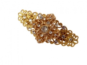 Kleine Haarspange in goldfarben mit klarem Strass Braut Haarschmuck Geschenkidee Frau - Handarbeit kaufen