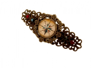 Kleine Haarspange mit Kompass Motiv bronzefarben maritimer Haarschmuck - Handarbeit kaufen