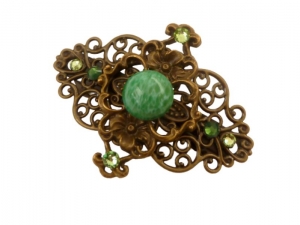 Kleine Haarspange mit grünem Cabochon bronzefarben antik Stil Haarschmuck Geschenkidee Frau - Handarbeit kaufen