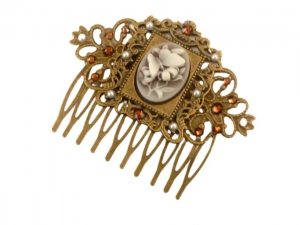 Eleganter Haarkamm mit Schmetterling Kamee braun bronzefarben Geschenkidee Frau - Handarbeit kaufen