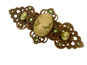 Haarspange im Antik Stil mit Kamee grün bronzefarben Geschenkidee Frau - Handarbeit kaufen
