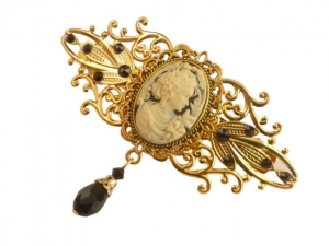 Edle Haarspange mit Kamee goldfarben antik Stil Haarschmuck Geschenkidee Frau - Handarbeit kaufen