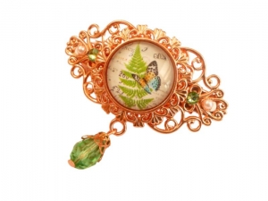 Kleine Haarspange mit Schmetterling auf Farn rotgold Haarschmuck Zopf Accessoire Mädchen Geschenkidee - Handarbeit kaufen