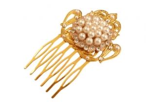 Kristall Perlen Braut Haarkamm goldfarben Hochzeitskamm festlicher Haarschmuck Kopfschmuck Geschenkidee - Handarbeit kaufen