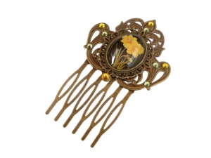 Frühlings Haarkamm mit Osterglocken Motiv antik Stil Haarschmuck Braut Accessoire Geschenkidee Frau - Handarbeit kaufen