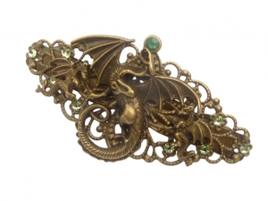 Haarspange mit drei Drachen Ornamenten in bronzefarben Mittelalter Haarschmuck LARP  Geschenk Frau Fantasy Haar Accessoire - Handarbeit kaufen