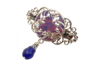 Kleine Haarspange mit Schmetterling Rondell lila silberfarben Unikat Haarschmuck Sommer Accessoire Geschenkidee Frau - Handarbeit kaufen