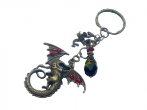 Edler Schlüsselanhänger mit Drachen Ornamenten rot bronzefarben geschenk für sie und ihn kleine Geschenke